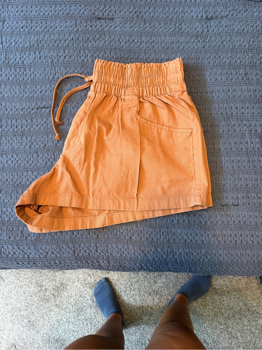 Aerie High-Waist Drawstring Shorts in Rust